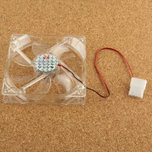 120mm 4-pin Transparent Cooling Fan with Dual Connectors, Built in Blue 4 LED Light (12025 4-pin)